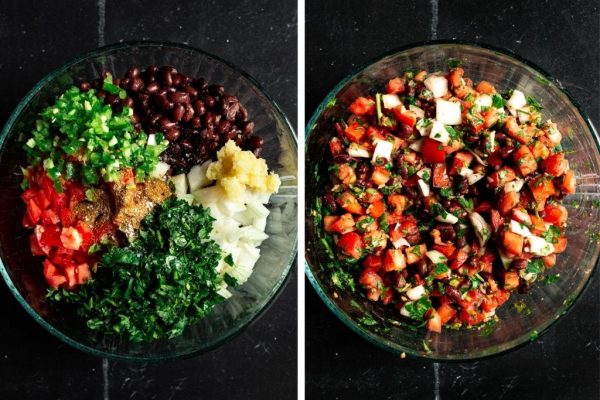 Black Bean Pico De Gallo Salsa served